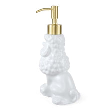 Load image into Gallery viewer, NEWHENGS Poodle Shaped Soap/Lotion/Hand Sanitizer Ceramic Dog Lover Stainless Steel Pump Dispenser for Dog Mom Gifts, Refillable for Kitchen and Bathroom(White)
