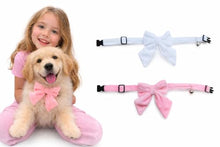 Load image into Gallery viewer, Dog Bow Collar 2 Pack – Soft Adjustable Puppy Collars with Removable Bell, Pink &amp; White Cute Dog Collar for Small Medium Dogs, Boutique Pet Accessory for Daily Wear, Photos &amp; Parties
