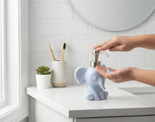 Load image into Gallery viewer, NEWHENGS Cute Elephant Shape Soap/Hand Sanitizer Metal Pump Dispenser, Refillable for Bathroom Accessories, Gifts for Kids (Matt Blue)
