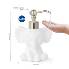 Load image into Gallery viewer, NEWHENGS Cute Elephant Shape Soap/Hand Sanitizer Metal Pump Dispenser, Refillable for Bathroom Accessories, Gifts for Kids (Matt White)
