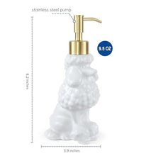 Load image into Gallery viewer, NEWHENGS Poodle Shaped Soap/Lotion/Hand Sanitizer Ceramic Dog Lover Stainless Steel Pump Dispenser for Dog Mom Gifts, Refillable for Kitchen and Bathroom(White)
