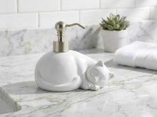 Load image into Gallery viewer, NEWHENGS Cat Shape Soap/Lotion/Hand Sanitizer Stainless Steel Pump Dispenser Gifts for Cat Lovers, Refillable for Cute Kitchen and Bathroom Accessories (Matt White)
