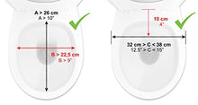 Load image into Gallery viewer, KMINA 4 Inch Soft Raised Toilet Seat with Lid, 300 lb Capacity, Fits Round &amp; Compact Elongated Bowls up to 15" Wide, Tool-Free Clamp-On Riser, Black
