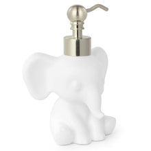 Load image into Gallery viewer, NEWHENGS Cute Elephant Shape Soap/Hand Sanitizer Metal Pump Dispenser, Refillable for Bathroom Accessories, Gifts for Kids (Matt White)
