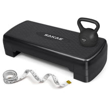 Load image into Gallery viewer, Black Exercise Step Platform Set with Kettlebell &amp; Measuring Tape
