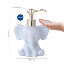 Load image into Gallery viewer, NEWHENGS Cute Elephant Shape Soap/Hand Sanitizer Metal Pump Dispenser, Refillable for Bathroom Accessories, Gifts for Kids (Matt Blue)
