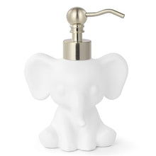 Load image into Gallery viewer, NEWHENGS Cute Elephant Shape Soap/Hand Sanitizer Metal Pump Dispenser, Refillable for Bathroom Accessories, Gifts for Kids (Matt White)
