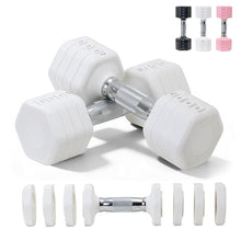 Load image into Gallery viewer, Adjustable Dumbbell Set of 2 Total 20 Lbs 4-in-1 Each 4lb 6lb 8lb 10lb 1s-Adjust Dual-Stable Free Weights for Women Men Home Gym Outdoor Workouts (White [20LBS Total])
