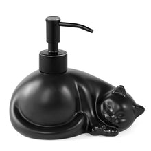 Load image into Gallery viewer, NEWHENGS Cat Shape Soap/Lotion/Hand Sanitizer Stainless Steel Pump Dispenser Gifts for Cat Lovers, Refillable for Cute Kitchen and Bathroom Accessories (Matt Black)

