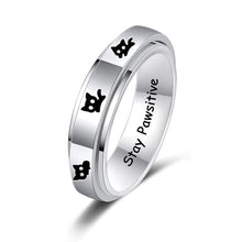 Load image into Gallery viewer, LYTTMAB Stay Pawsitive Ring Anxiety Ring for Women Spinner Ring, Sterling S925 Silver Fidget Ring Animal Cat Paw Dog Ring Size 5
