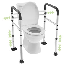 Load image into Gallery viewer, Jesosia Toilet Safety Rails for Seniors - Adjustable &amp; Foldable Medical Toilet Safety Frame - Heavy Duty Stand Alone Toilet Handles Support for Elderly Disabled &amp; Handicap - Fits Most Toilets (380 lb)
