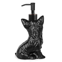 Load image into Gallery viewer, NEWHENGS Yorkshire Terrier Shaped Soap/Lotion/Hand Sanitizer Dog Lover Stainless Steel Pump Dispenser for Dog Gifts, Refillable for Kitchen and Bathroom(Black)
