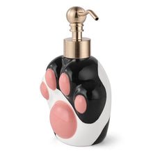 Load image into Gallery viewer, NEWHENGS Paw Shape Soap/Lotion/Hand Sanitizer Metal Pump Dispenser Funny Gifts, Refillable for Cute Kitchen and Bathroom Accessories (Black/White)
