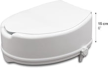 Load image into Gallery viewer, PEPE Mobility Raised Toilet Seat with Lid for Elderly 6" High, Fits Round and Elongated up to 15" Wide, Commode Seat with Sturdy Brackets, Medical Aid
