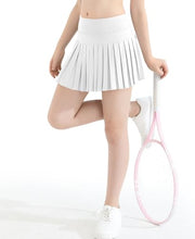 Load image into Gallery viewer, DOCUMO Pleated Skirts for Girls with Pocket Shorts Girls Athletic Golf Tennis Skorts Hight Waisted Skirts for Running Casual (White, X-Small)
