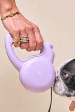 Load image into Gallery viewer, Barkly Dog Leash with Personal Safety Alarm for Women, Self Defense Siren &amp; LED Strobe | 130dB Panic Button | 13ft Retractable, Tangle Free, One Handed Brake (Dogs up to 44 lbs, Lilac)
