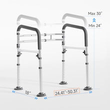 Load image into Gallery viewer, Loyoda Toilet Safety Rails,Height-Adjustable Toilet Frame Width-Adjustable Toilet Handles Foldable Toilet Rail Provides Support for Seniors ， Pregnant ，Disabled （Gray）
