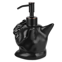 Load image into Gallery viewer, NEWHENGS French Bulldog Shaped Soap/Lotion/Hand Sanitizer Bulldog Ceramic Stainless Steel Pump Dispenser Gifts for Lover, Refillable for Kitchen and Bathroom(Black)
