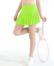Load image into Gallery viewer, DOCUMO Pleated Skirts for Girls with Pocket Shorts Girls Athletic Golf Tennis Skorts Hight Waisted Skirts for Running Casual (Neon Green, X-Large)
