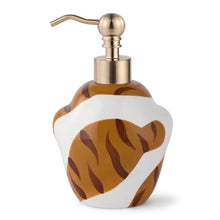 Load image into Gallery viewer, NEWHENGS Paw Shape Soap/Lotion/Hand Sanitizer Metal Pump Dispenser Funny Gifts, Refillable for Cute Kitchen and Bathroom Accessories (Brown/White)
