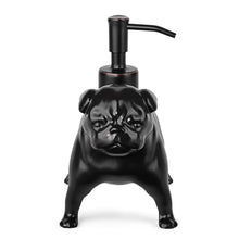 Load image into Gallery viewer, NEWHENGS Pug Dog Shaped Ceramic Pump Soap Dispenser,Dog Lover Gifts,Black
