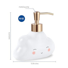 Load image into Gallery viewer, NEWHENGS Cute Cloud Shape Soap/Hand Sanitizer Metal Pump Dispenser, Refillable for Bathroom Accessories, Gifts for Kids (White)
