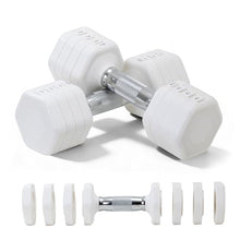 Load image into Gallery viewer, Adjustable Dumbbell Set of 2 Total 20 Lbs 4-in-1 Each 4lb 6lb 8lb 10lb 1s-Adjust Dual-Stable Free Weights for Women Men Home Gym Outdoor Workouts (White [20LBS Total])
