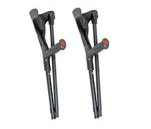 Load image into Gallery viewer, PEPE Mobility Folding Crutches for Adults (x2 Units), Open Cuff, Adjustable Height, Black
