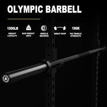 Load image into Gallery viewer, LIONSCOOL 7ft Olympic Barbell (Black E-coating, 1500LBS, No Center Knurl)
