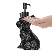Load image into Gallery viewer, NEWHENGS Yorkshire Terrier Shaped Soap/Lotion/Hand Sanitizer Dog Lover Stainless Steel Pump Dispenser for Dog Gifts, Refillable for Kitchen and Bathroom(Black)
