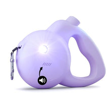Load image into Gallery viewer, Barkly Dog Leash with Personal Safety Alarm for Women, Self Defense Siren &amp; LED Strobe | 130dB Panic Button | 13ft Retractable, Tangle Free, One Handed Brake (Dogs up to 44 lbs, Lilac)
