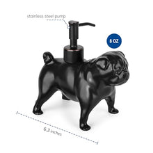 Load image into Gallery viewer, NEWHENGS Pug Dog Shaped Ceramic Pump Soap Dispenser,Dog Lover Gifts,Black
