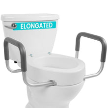 Load image into Gallery viewer, Vive Raised Toilet Seat Riser for Seniors (with Handles) - Handicap Rail Grab Bar Seat for Over Toilet
