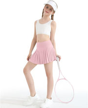Load image into Gallery viewer, DOCUMO Pleated Skirts for Girls with Pocket Shorts Girls Athletic Golf Tennis Skorts Hight Waisted Skirts for Running Casual (Pink, X-Small)
