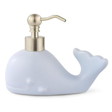Load image into Gallery viewer, NEWHENGS Cute Whale Shape Soap/Hand Sanitizer Metal Pump Dispenser, Refillable for Bathroom Accessories, Gifts for Kids (Matt Blue)
