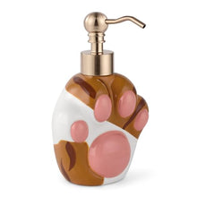 Load image into Gallery viewer, NEWHENGS Paw Shape Soap/Lotion/Hand Sanitizer Metal Pump Dispenser Funny Gifts, Refillable for Cute Kitchen and Bathroom Accessories (Brown/White)

