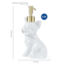 Load image into Gallery viewer, NEWHENGS Yorkshire Terrier Shaped Soap/Lotion/Hand Sanitizer Dog Lover Stainless Steel Pump Dispenser for Dog Gifts, Refillable for Kitchen and Bathroom(White)
