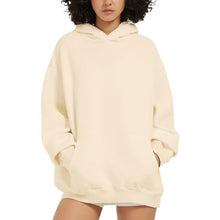 Load image into Gallery viewer, Dnzzs Womens Oversized Hoodie Acid Wash Hoodie Vintage Sweatshirt Heavyweight Fleece Cotton Streetwear Trendy Sweatshirts Cream
