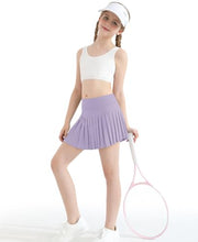 Load image into Gallery viewer, DOCUMO Pleated Skirts for Girls with Pocket Shorts Girls Athletic Golf Tennis Skorts Hight Waisted Skirts for Running Casual (Purple, Medium)
