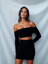 Load image into Gallery viewer, Darupo Women’s Mesh Ruched Bodycon Off Shoulder Dress Long-Sleeve Sheer Mini Clubwear, Stretchy Slim-Fit Cocktail Party Outfit (US, Alpha, Large, Regular, Regular, Black)
