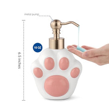 Load image into Gallery viewer, NEWHENGS Paw Shape Soap/Lotion/Hand Sanitizer Metal Pump Dispenser Funny Gifts, Refillable for Cute Kitchen and Bathroom Accessories (Matt White)
