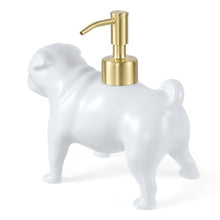 Load image into Gallery viewer, NEWHENGS Pug Shaped Soap/Lotion/Hand Sanitizer Dog Lover Stainless Steel Pump Dispenser for Dog Gifts, Refillable for Kitchen and Bathroom(White)
