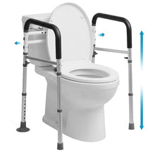 Load image into Gallery viewer, Toilet Safety Rails with Handles – Adjustable Toilet Safety Frame for Seniors, Handicap &amp; Disabled, Toilet Assistance for Elderly, Heavy-Duty Anti-Slip Support - Fits All Toilets (Black)
