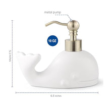 Load image into Gallery viewer, NEWHENGS Cute Whale Shape Soap/Hand Sanitizer Metal Pump Dispenser, Refillable for Bathroom Accessories, Gifts for Kids (Matt White)
