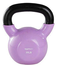 Load image into Gallery viewer, Amazon Basics Vinyl Kettlebell for Strength Training and Workout, 30 Pounds, Wide Textured Handle, Light Purple
