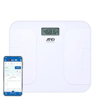 Load image into Gallery viewer, A&amp;D Medical Digital Body Weight Scale, UC-356BLE Bluetooth Bathroom Weight Machine, UltraWide Platform and Large Display, Syncs with A&amp;D App,550lb (249kg), Batteries Included, White
