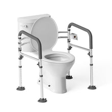 Load image into Gallery viewer, Loyoda Toilet Safety Rails,Height-Adjustable Toilet Frame Width-Adjustable Toilet Handles Foldable Toilet Rail Provides Support for Seniors ， Pregnant ，Disabled （Gray）
