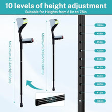 Load image into Gallery viewer, ENLUNTRA Forearm Crutches for Adults, 2 Pcs, Adjustable Arm Crutch with Elbow Strap and Cushion, Portable and Foldable Crutches,Blue Grey
