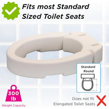 Load image into Gallery viewer, NOVA Medical Products Hinged Toilet Seat Riser, Lift Up and Down Raised Toilet Seat (For Under Seat), For Standard Seat, White, 1 Count (Pack of 1)
