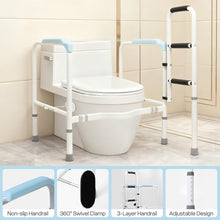 Load image into Gallery viewer, 665lbs Toilet Safety Rail - Medical Grade Heavy Duty Bariatric Support Frame - No-Drill Stand Assist with Vacuum Suction Cup &amp; Foam Handles - Adjustable Height &amp; Width for Seniors, Post-Surgery
